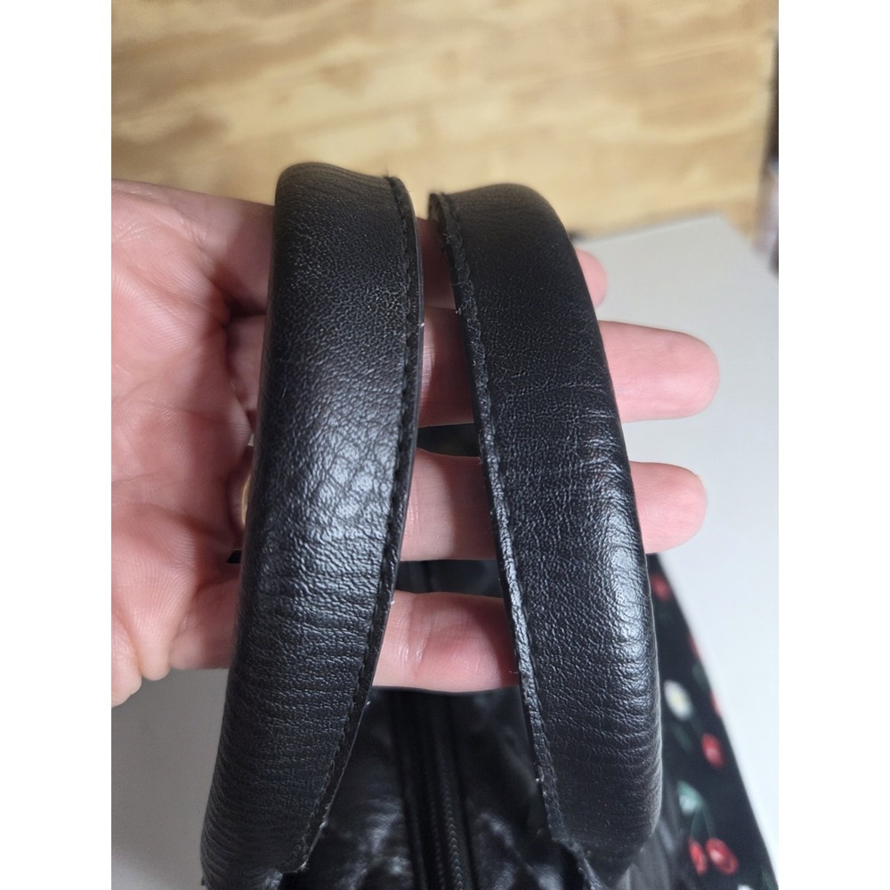 Liquorbrand Daisy Cherry Bowler Bag Quilted Satchel Duffel Shoulder Strap Black - Picture 4 of 9